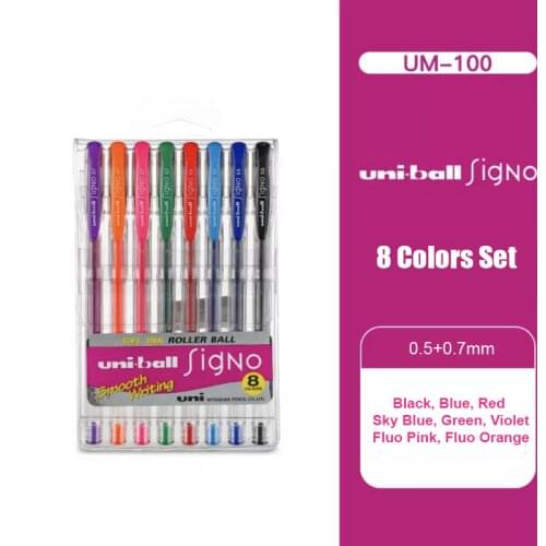 1set Japan uni Gel Pen UM-100 0.5/0.7/0.8mm Student Office Signature Pen 8Colors/12 Colors