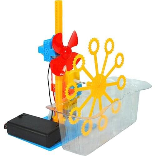 DIY Bubble Machine Toy DIY Assembly Electric Bubble Machine Model Science Experiment Kit Education Toy