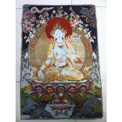 Chinese Antique collection the Thangka embroidery White Tara diagram /1