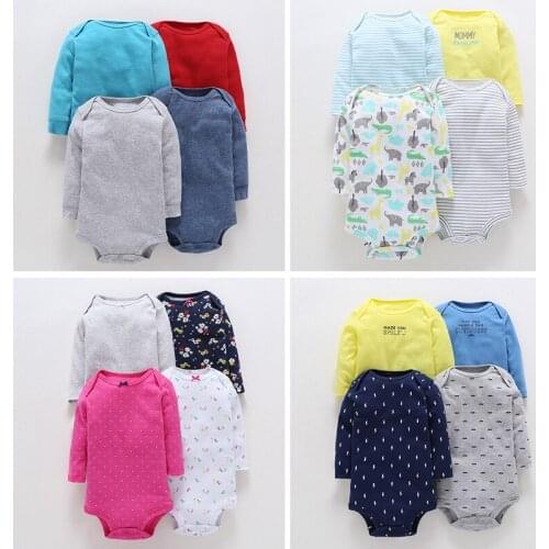 Hot sale Summer Baby Clothes unisex Newborn bobysuit for baby girls and boys Baby Boy 4 Pieces Outfit cotton long sleeve pamajas