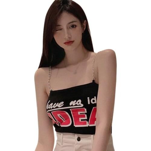 Leisure Chain Small Vest Female Letter Tube Top Wearing Up Summer Sling Tank Tops