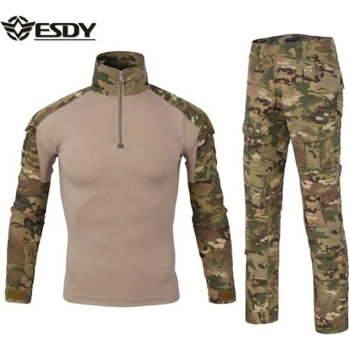 Military Combat Suit Men Army Camouflage Long sleeve T-shirt Tactical pants Outdoor Camping Climbing Hiking Training uniform set