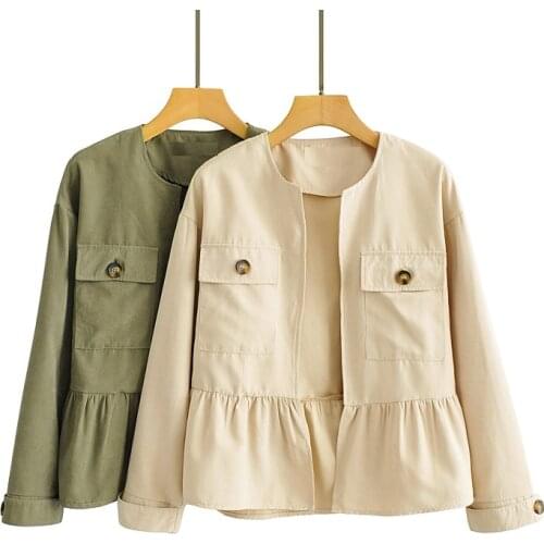 ZXQJ Women 2021 Fashion With Pockets Layered Decorative Loose Coat Vintage Long Sleeve Button-up Female Outerwear Chic Tops