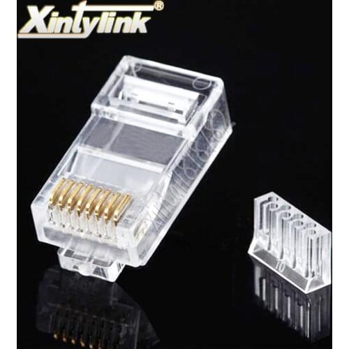 Xintylink rj45 connector ethernet cable plug cat6 unshielded network conector male rj 45 jack utp 8p8c load bar modular lan jack