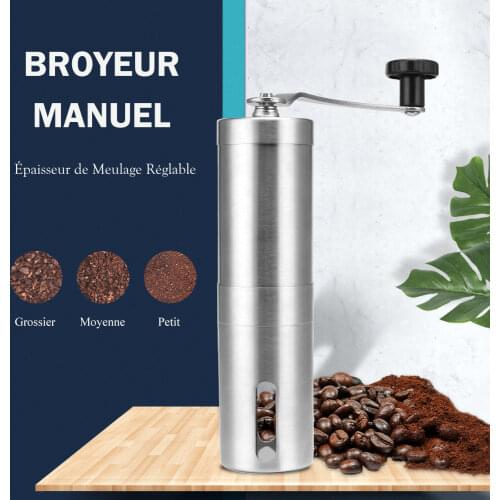Silver Coffee Grinder Mini Stainless Steel Hand Manual Handmade Coffee Bean Burr Grinders Mill Kitchen Tool Grinders