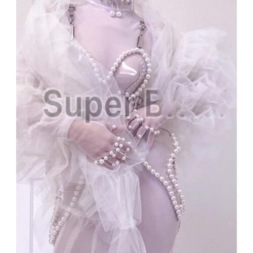 Stage show singer dancer costume Customized sexy female mesh splicing bar gogo costumes nightclub bar