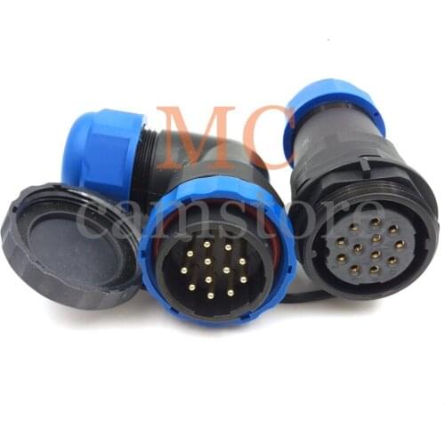 SD28 waterproof 12 pins bulkhead connector, IP68 aviation power cable connector, 12 wires 90 degree male female connectors