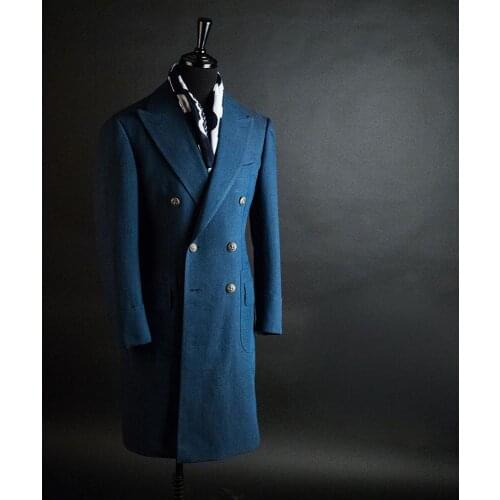 Royablue England Style Woolen Overcoat 2021 Autumn Winter Men Mid-Length Solid Thicken Plus Jacket Handsome Buiness Cacual Coat