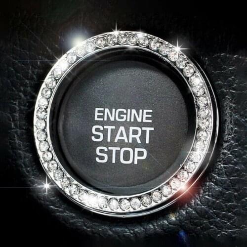 Car SUV Bling Decorative Interior Accessories Button Start Switch Silver Diamond Rhinestone Ring New