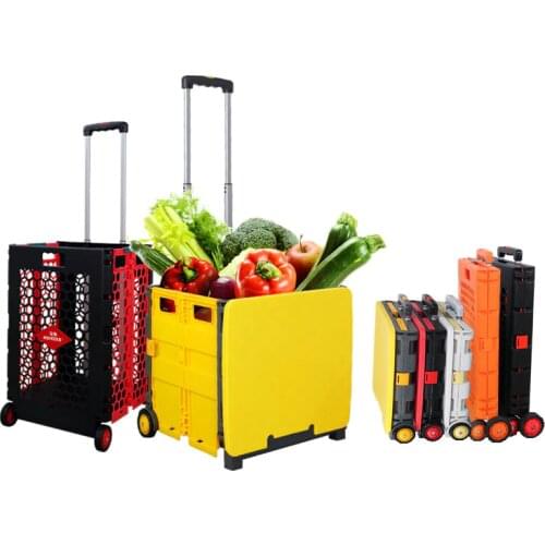 Louis Fashion Trolleys Plastic Folding Portable Shopping Cart Small Car Trunk