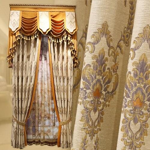 European Style Luxury Curtain for Living Room Bedroom Finished Product Atmospheric Luxury Floor-to-ceiling Shade Cloth Curtain