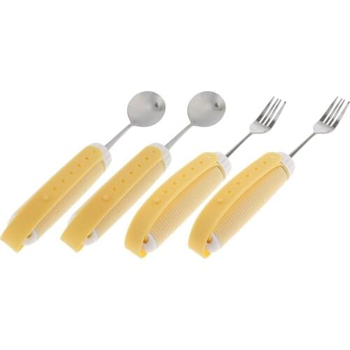 4 Pcs/Set Rotating Utensil Eating Aids Spoon Fork Set For The Elderly Disability Kids
