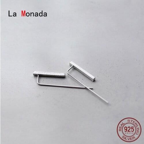 La Monada 925 Silver Woman Earring Brushed Minimalist Ear Piercing 925 Silver Jewelry Hook Hoop Earrings For Women Female Girls