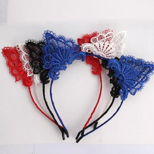 10pcs 2018 Sweet Cat Ears Headbands Cat Ears Hairbands Hair Accessories for Women Girls Lace Hair Bands