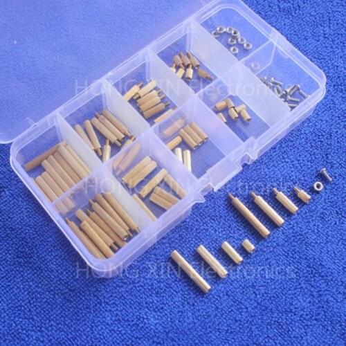 120pcs M2 brass 304 stainless steel Hex Spacer Standoff / Screw / Nut Assortment Kit Set Packed in boxes free shipping