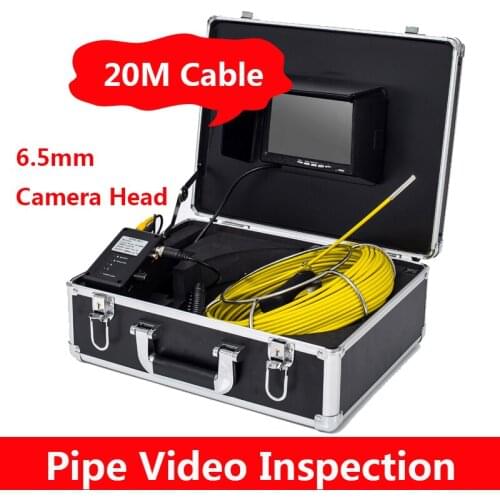 20M Cable 7Inch Display Drain Pipe Video Inspection Camera System 23MM/17MM/6.5MM 12V4500MA Lithium Battery IP68 Waterproof