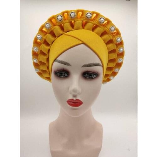 2020 fashion Auto gele for traditional wedding Ready to wear Nigerian Headtie Gele african turban head tie for women head wraps