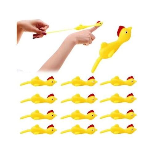 5pcs/Lot 11.5CM Novelty Gags & Practical Joke Toys Funny Laugh Rubber Chicken Stretchy Flying Turkey Finger Birds Sticky