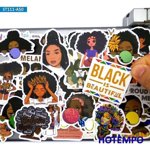 50pcs Fashion Star Singer Melanin Poppin Stickers Black is Beautiful for Fans DIY Phone Laptop Luggage Scrapbook Decals Stickers