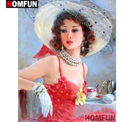 HOMFUN Full Square/Round Drill 5D DIY Diamond Painting "Beauty oil painting" Embroidery Cross Stitch 5D Home Decor A09192