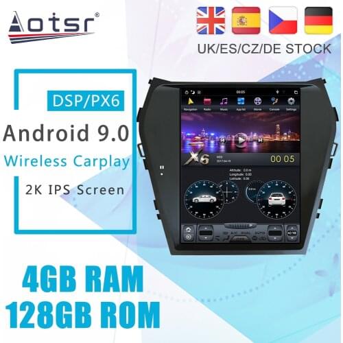 Android 9.0 128G PX6 Tesla Styel For Hyundai SANTA FE 3 IX45 2013 - 2016 Auto Radio Stereo Car Multimedia Player GPS Navigation