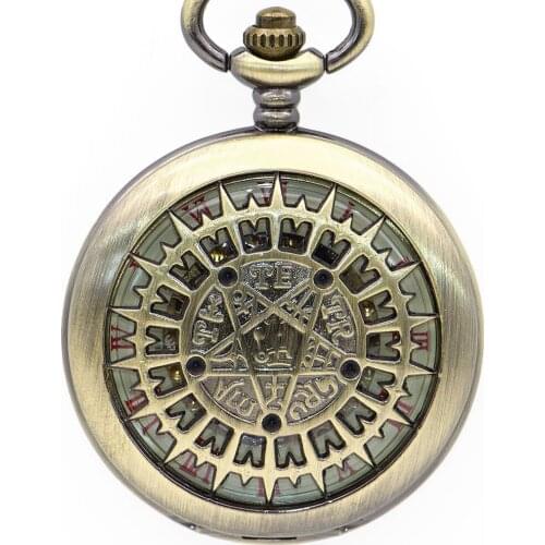 Large Watches Lucky Star Design Necklace Mechanical Pocket Watch Vintage Watches with Fob Chain for Men Women PJX1353