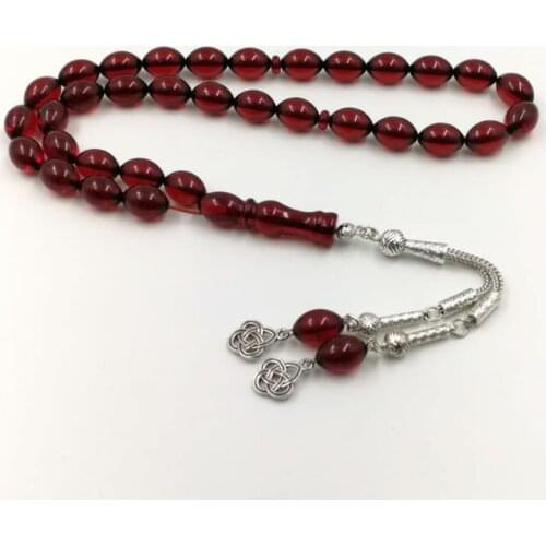 Rosary 33 Muslim Beads Red Tasbih Mastkhan Islamic prayer beads EID gift for Islam Mans Misbaha Bracelets