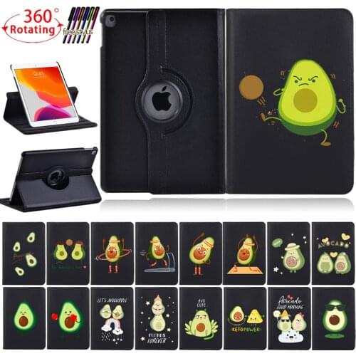 For Apple IPad 2/3/4/IPad Mini 4/5/iPad 5th/6th/7th 2019/8th Gen 2020 10.2" Avocado Rotating Stand Leather Tablet Cover Case
