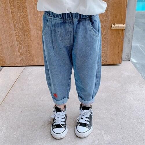 Girls Jeans Spring Autumn Clothes 2021 New Outer Wear Baby Pants Children Loose Spring Trousers