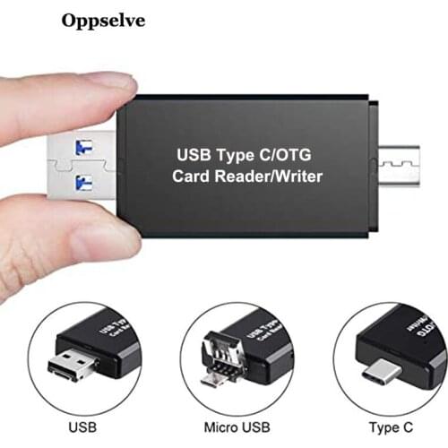 Oppselve Type C & micro USB & USB 3 In 1 Card Reader High-speed Universal USB 3.0 OTG TF/SD Extension Headers Cardreader Aadpter