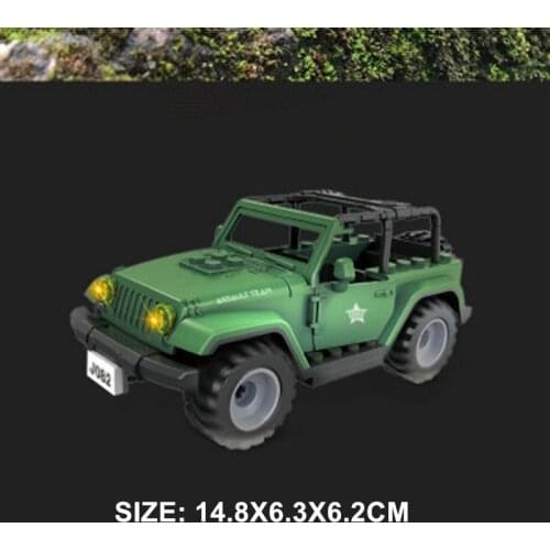 Cool Militaryed Series World War 2 WW2 Army Green Jeep Figures Building Blocks With Weapons Sets MOC Toys For Children Gifts