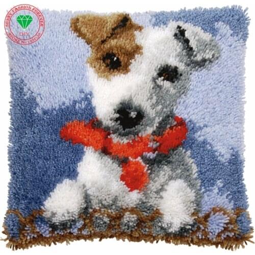 Cross-stitch carpet cushion Patchwork Pillowcase no inner diy pillowcase embroidery thread Latch hook rug kits Felt Craft Dog