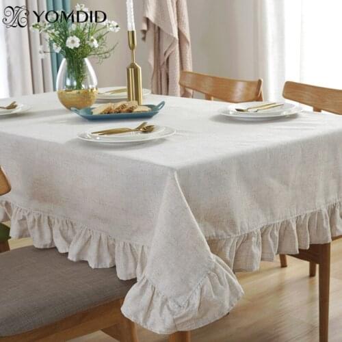 Lotus Lace Table Cloth Solid Color Tablecloth Dining Room Decorations For Home Cotton Linen Table Cloth Table Picnic Party Pad