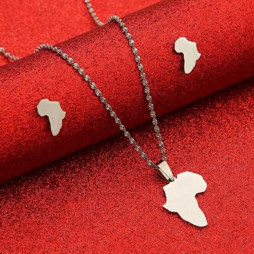 Africa Map Pendant Necklace Earrings Jewelry for Women Jewelry African Maps Hiphop Item