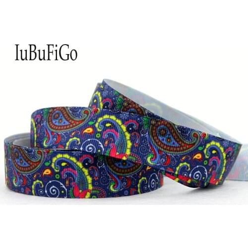 [IuBuFiGo] 30 yards 7/8" 22mm Bohemia Printed Grosgrain Ribbon Paisley flowers ribbons DIY bowhair handmade materials