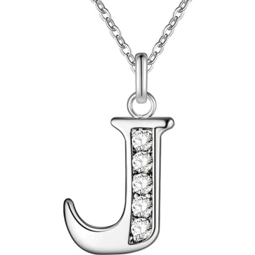 LetterJ bling zircon silver plated Necklace New Sale silver necklaces & pendants /WVYQWSBV BHOABPWN