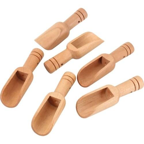 Mini Wooden Scoops Bath Salt Spoon Candy Flour Spoon Scoops Kitchen Utensils Bath Shower SPA Tool