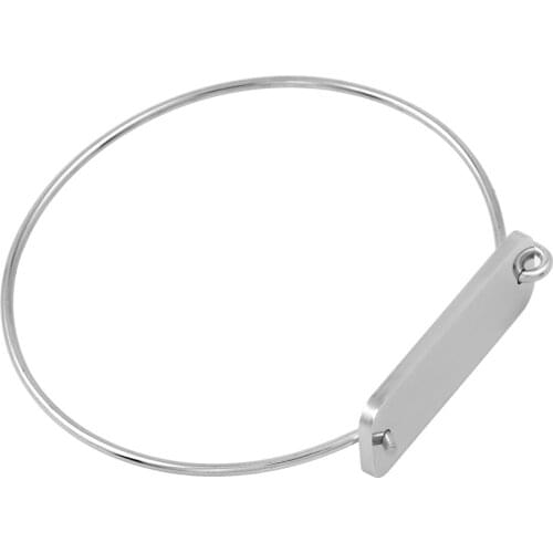 MJB0511 Sliver-Plated Wire Cuff Bangle Bracelet with Square End Bangle Chain Link