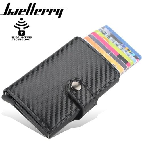Baellerry Trendy Credit Bank Card Holder Men and Women Small Coin Purses for Male PU Leather Buckle Card Case tarjetero hombre