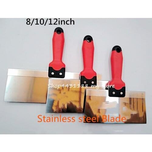 1pcs 8/10/12inch High Quality Stainless steel Plastic Handle Putty Knife Set Scraper Construction Tools