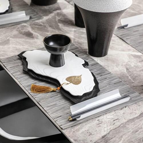 New Chinese Modern Model Room Tableware Set Dining Table Set Irregular Dinner Plate Clubhouse Villa Dinner Plate Accessories