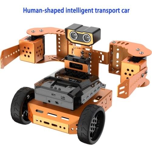 Newest Microbit programmed robot QDEE/humanoid carrying intelligent car/obstacle avoidance/speech recognition