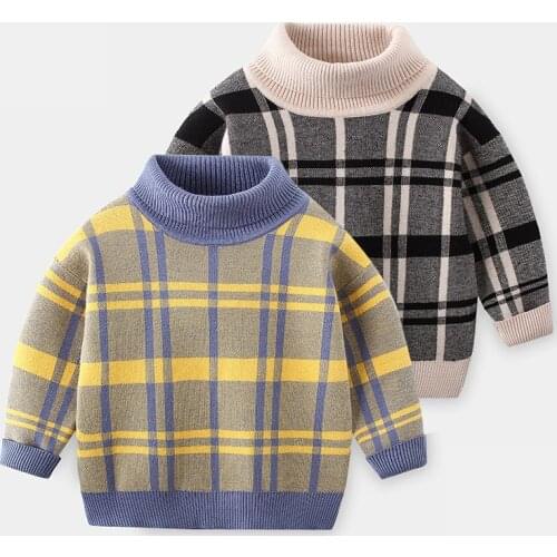 2020 Autumn Winter Kids Cartoon Fashion Plaid Sweater Children New Year Clothing Boys Girls Cotton Pullover Baby Costumes