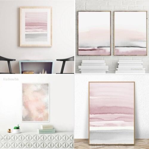 Nordic Style Blush Pink And Gray Aesthetic Posters And Prints Pink Abstract Canvas Painting Oversized Wall Art Decoration Paints