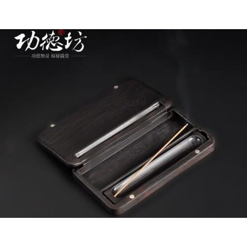Purple Sandalwood Ebony box line lying incense Temple travel take special incense burner