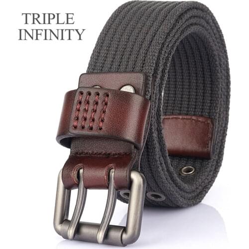 New Double Pin Buckle Nylon Men Belt Casual Comfortable Waistband Jeans Male Belts Adjustable Outdoor Working Sports Accessories