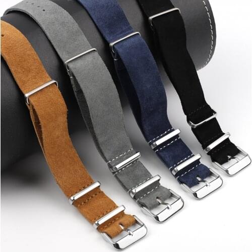 Onthelevel Soft Suede Watchband Nato Strap 20mm 22mm 24mm Genuine Leather Watch Belt Gray Blue Wrist Band Watch Accessoeies #C