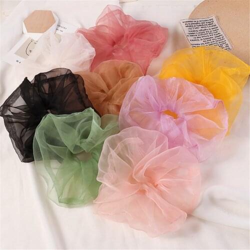 Organza Striped Hair Scrunchie Hair Ring Ties For Girls Ponytail Holders Hair Bands Elastic Hairband Hair Accessories Headwear