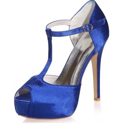 High Heels Platform Satin Wedding Shoes Peep Toe Ankle Buckle Strap Prom Evening Formal Party Women Dress Ladies Pumps