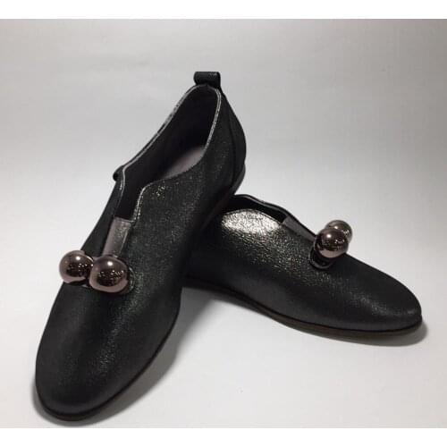 Women Genuine Leather Casual Black Shoes Spring Summer Fashion Lightweight and Comfortable Design Breathable Handmade Flat Shoes